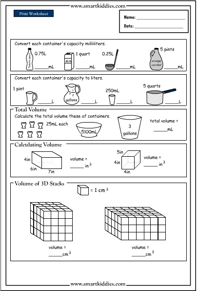 converting and calculating volume mathematics skills