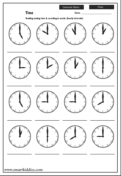 Reading an analog clock - o'clock Part 1, Mathematics skills online