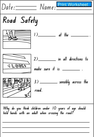 road safety response activity sheets english skills