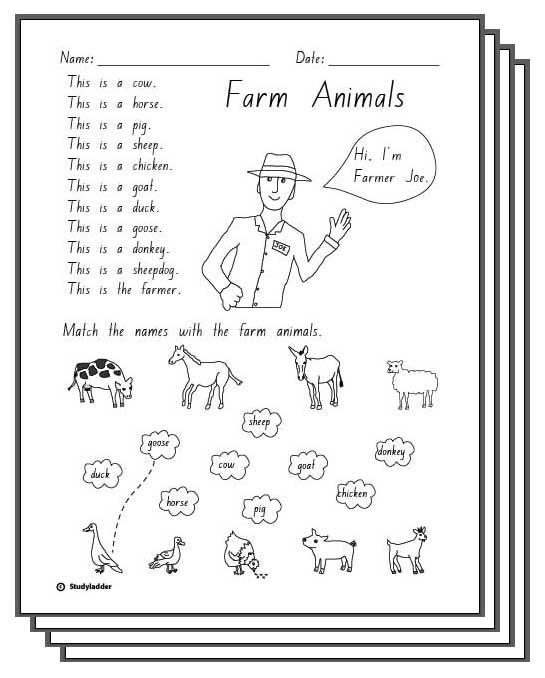Response responses animal   Farm Animals  worksheet to download. Sheets Click