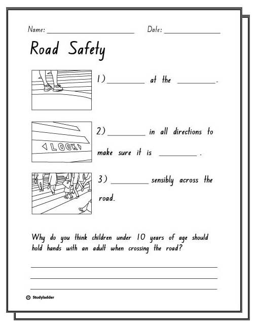 Road Safety -Response Activity Sheets, English skills online ...