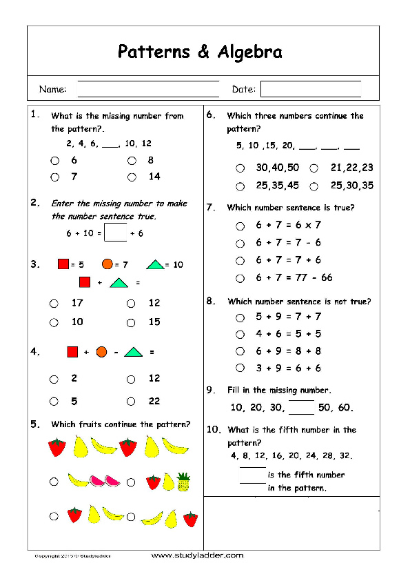 patterns and algebra problem solving