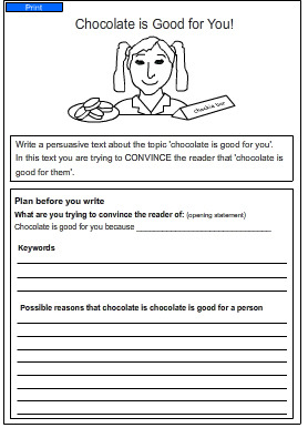 persuasive text chocolate is good for you naplan skills online