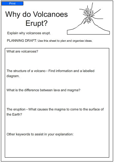 Easy Volcano Worksheets For Kids