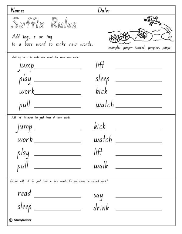 Rule Adding Suffixes s ing And ed English Skills Online 